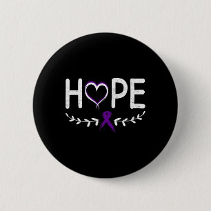 Hope Heart Purple Ribbon Pancreatic Cancer 6 Cm Round Badge