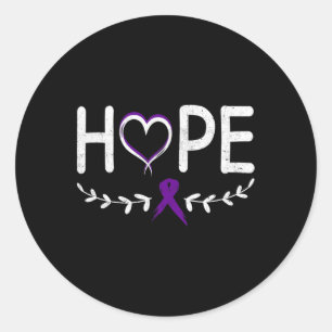 Hope Heart Purple Ribbon Pancreatic Cancer  Classic Round Sticker