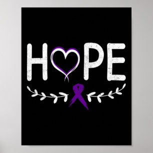 Hope Heart Purple Ribbon Pancreatic Cancer  Poster
