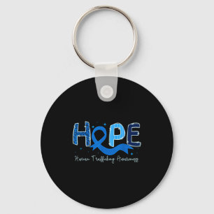 Hope Human Trafficking Awareness Blue Ribbon  Key Ring