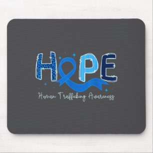 Hope Human Trafficking Awareness Blue Ribbon Mouse Pad