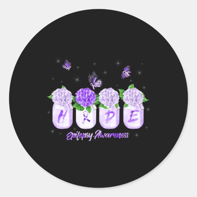 Hope Hydrangea Flower Butterfly Epilepsy Awareness Classic Round Sticker (Front)
