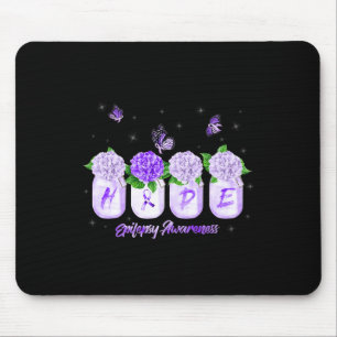 Hope Hydrangea Flower Butterfly Epilepsy Awareness Mouse Pad