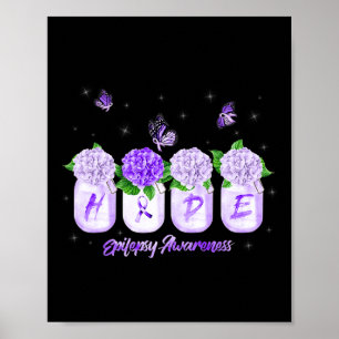 HOPE Hydrangea Flower Butterfly Epilepsy Awareness Poster