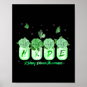 Hope Hydrangea Flower Butterfly Kidney Disease Awa Poster