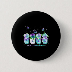Hope Hydrangea Flower Butterfly Suicide Prevention 6 Cm Round Badge