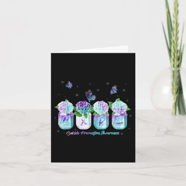 Hope Hydrangea Flower Butterfly Suicide Prevention Card (Front)
