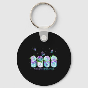 HOPE Hydrangea Flower Butterfly Suicide Prevention Key Ring