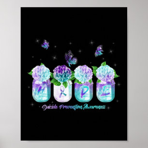 HOPE Hydrangea Flower Butterfly Suicide Prevention Poster
