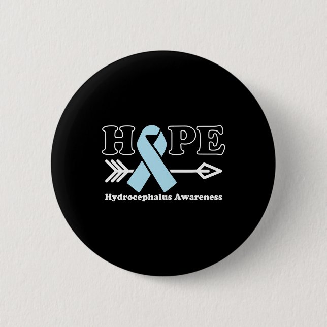 Hope - Hydrocephalus Awareness Light Blue Ribbon  6 Cm Round Badge (Front)