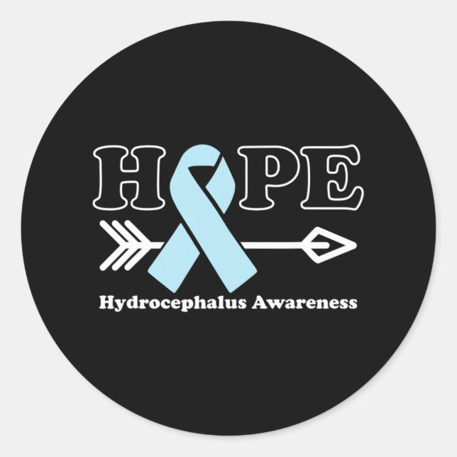 Hope - Hydrocephalus Awareness Light Blue Ribbon  Classic Round Sticker (Front)