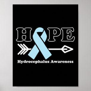 Hope - Hydrocephalus Awareness Light Blue Ribbon  Poster