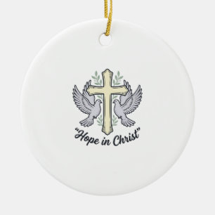 Hope in Christ Dove Cross Vintage Christian Design Ceramic Ornament