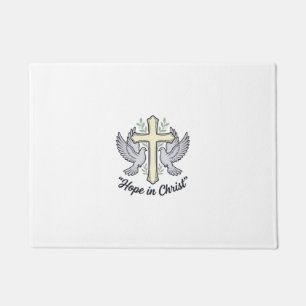 Hope in Christ Dove Cross Vintage Christian Design Doormat