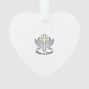 Hope in Christ Dove Cross Vintage Christian Design Ornament