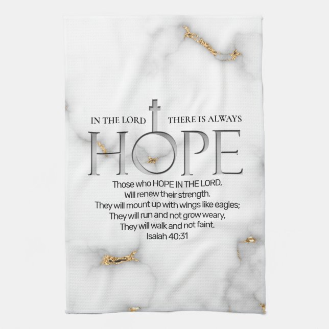 Hope in the Lord Scripture Verse Isaiah 40:31 Tea Towel (Vertical)