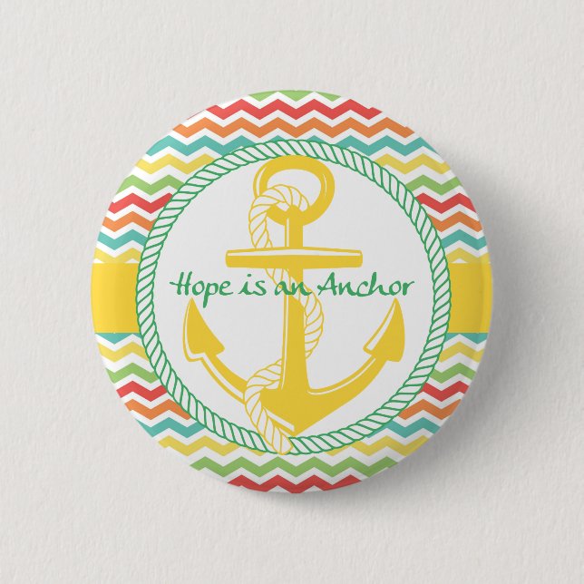 Hope is An Anchor Nautical Zigzag Buttons (Front)