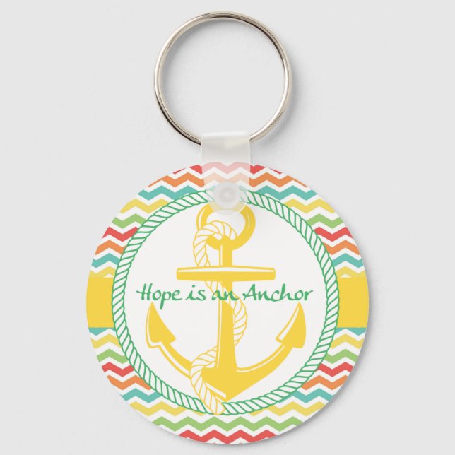 Hope is An Anchor Nautical Zigzag Keychains (Front)
