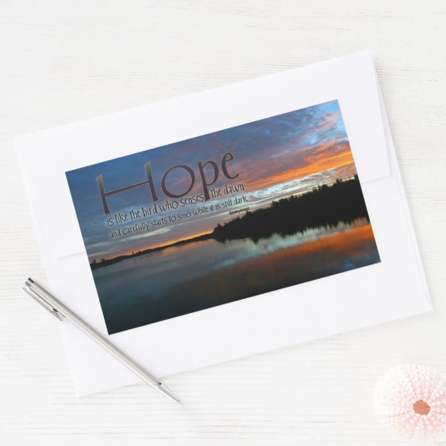 "Hope is like the bird" Inspirational Quote Rectangular Sticker (Envelope)