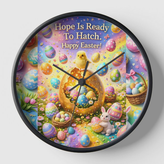 Hope is ready to hatch magical happy Easter wall Clock (Front)