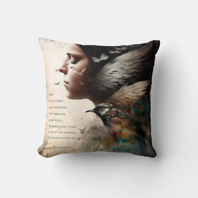 Hope is the Thing with Feathers Cushion (Front)
