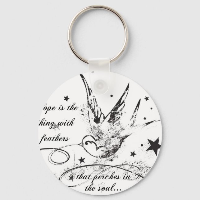 Hope is the Thing With Feathers Key Ring (Front)