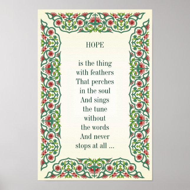 HOPE  is the thing  with feathers  That perches Poster (Front)