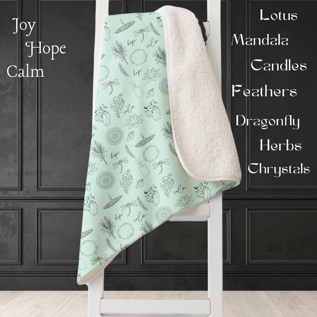 Hope, Joy, Healing, Renewal, Calm Symbols Sherpa Blanket (Creator Uploaded)