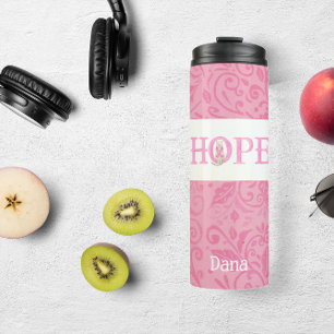 Hope Kitty Pink Ribbon Personalised Thermal Tumbler