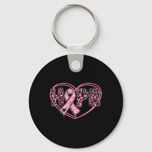 Hope Leopard Breast Cancer Awareness Heart Pink Ri Key Ring