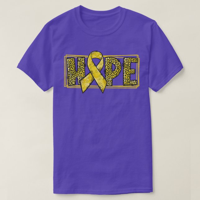 Hope Leopard Gold Ribbon Warrior Childhood Cancer  T-Shirt (Design Front)