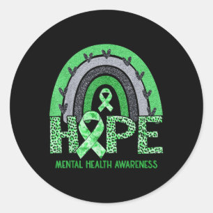 Hope Leopard Rainbow Mental Health Awareness Suppo Classic Round Sticker