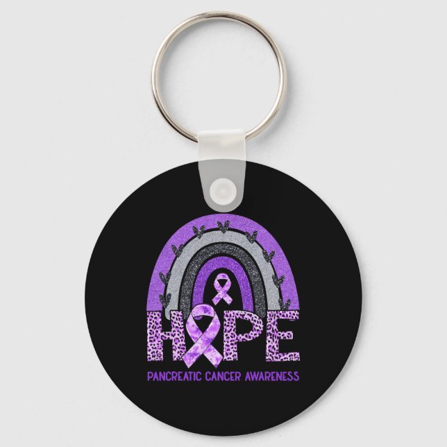 Hope Leopard Rainbow Pancreatic Cancer Awareness S Key Ring (Front)