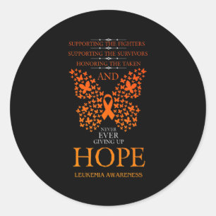 Hope Leukaemia Awareness Orange Ribbon Classic Round Sticker