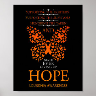 Hope Leukaemia Awareness Orange Ribbon  Poster