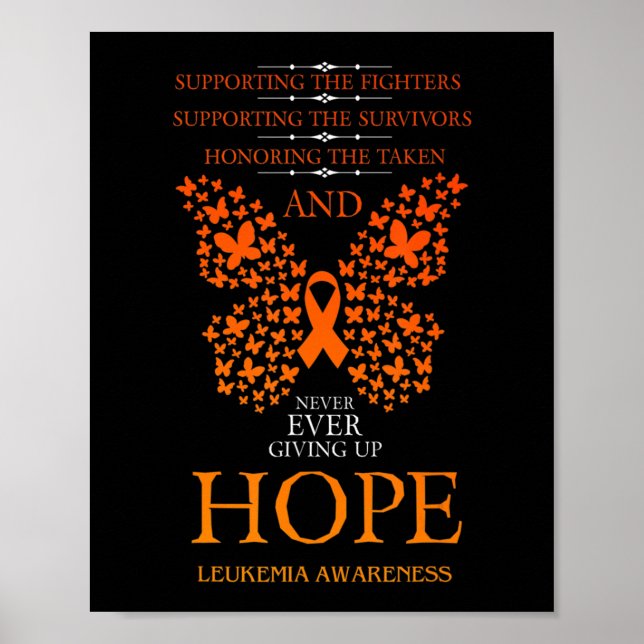 Hope Leukaemia Awareness Orange Ribbon  Poster (Front)