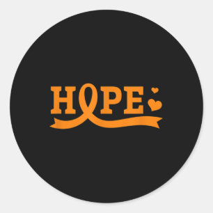 Hope Leukaemia Cancer Fighter Warrior Orange Ribbo Classic Round Sticker