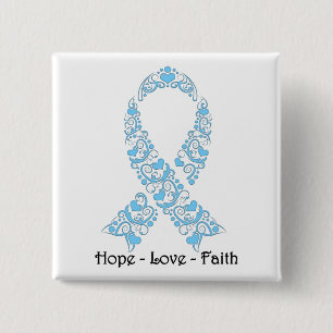 Hope Light Blue Awareness Ribbon 15 Cm Square Badge
