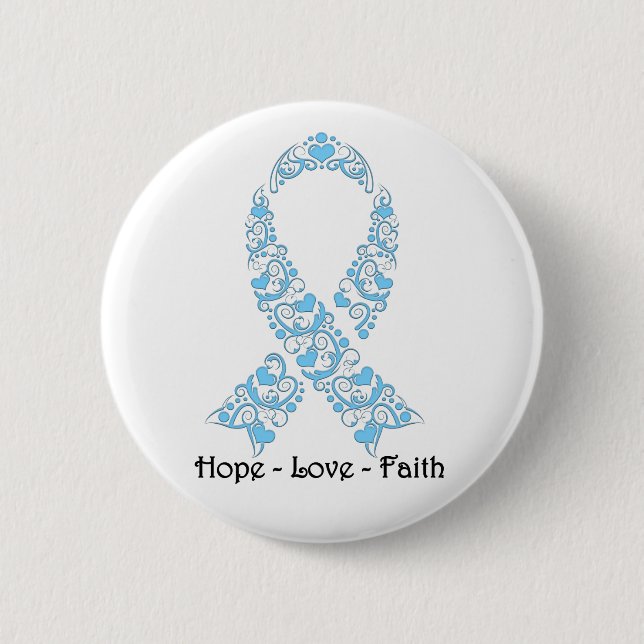 Hope Light Blue Awareness Ribbon 6 Cm Round Badge (Front)