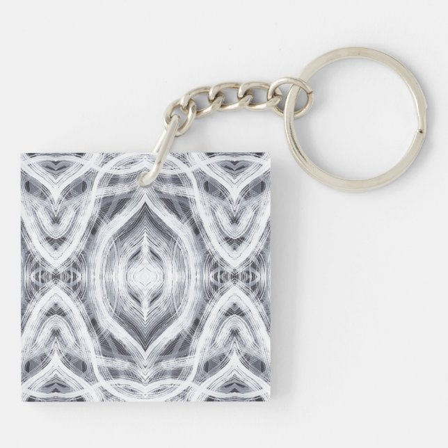 Hope Light White Abstract Watercolor Art Key Ring (Back)