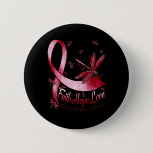 Hope Love Brain Aneurysm Awareness Dragonfly 6 Cm Round Badge