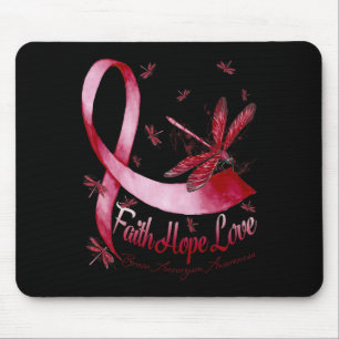 Hope Love Brain Aneurysm Awareness Dragonfly  Mouse Pad