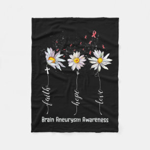 Hope Love Brain Aneurysm Awareness Flower Gifts Fleece Blanket