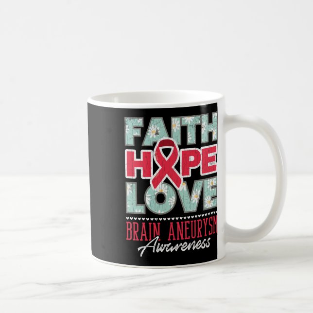 Hope Love Brain Aneurysm Awareness Support Graphic Coffee Mug (Right)
