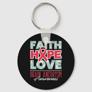 Hope Love Brain Aneurysm Awareness Support Graphic Key Ring