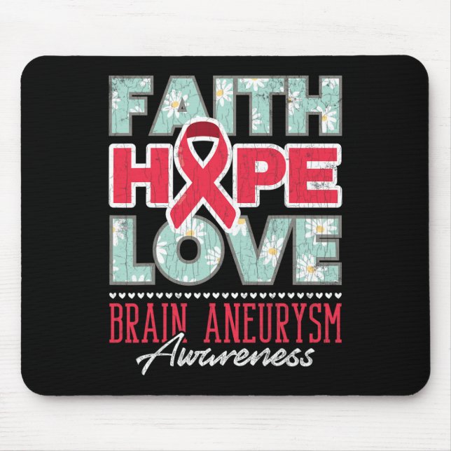Hope Love Brain Aneurysm Awareness Support Graphic Mouse Pad (Front)
