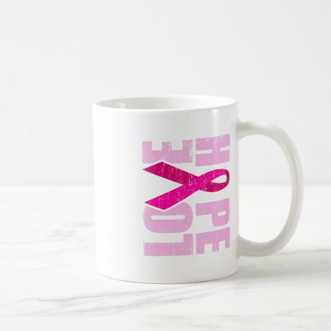 HOPE LOVE Breast Cancer Awareness World Cancer Day Coffee Mug (Right)