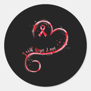 Hope Love Burgundy Ribbon Brain Aneurysm Awareness Classic Round Sticker