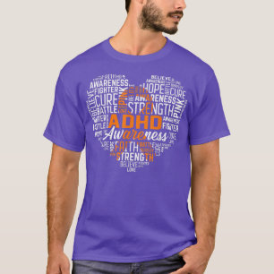 Hope Love Cure ADHD Awareness Warrior Orange Ribbo T-Shirt