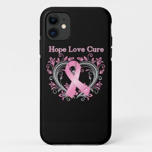Hope Love Cure Breast Cancer Awareness Ribbon iPhone 11 Case